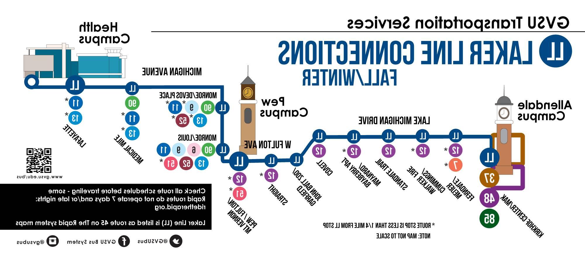 Laker Line Connections to Other Rapid Routes - Fall/冬天